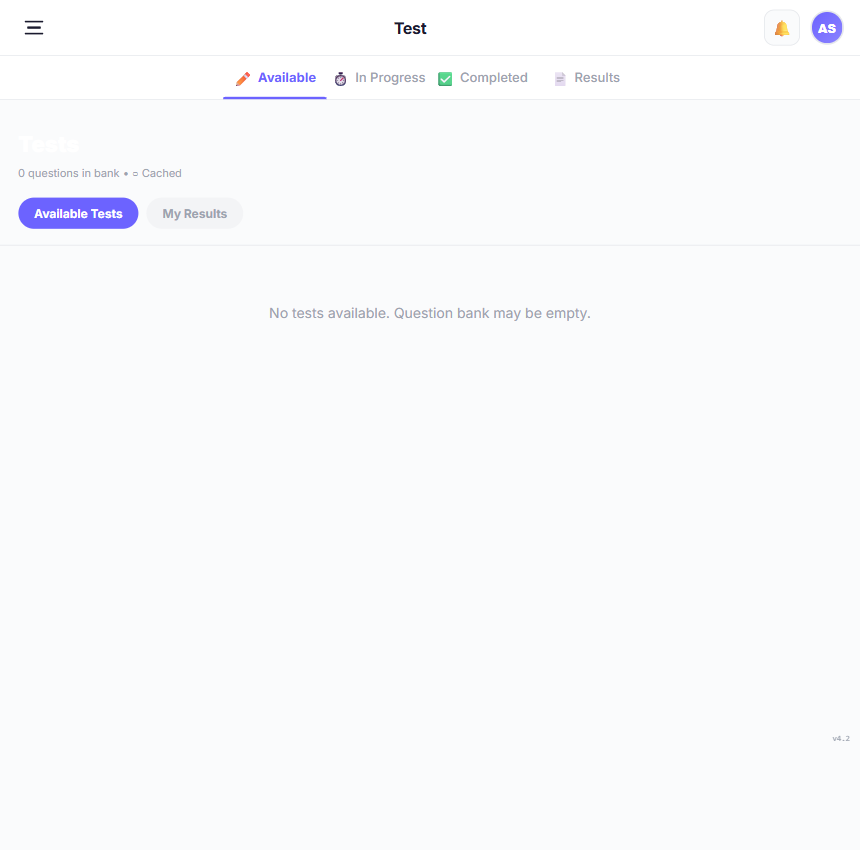 Chapter mastery test with progress timeline