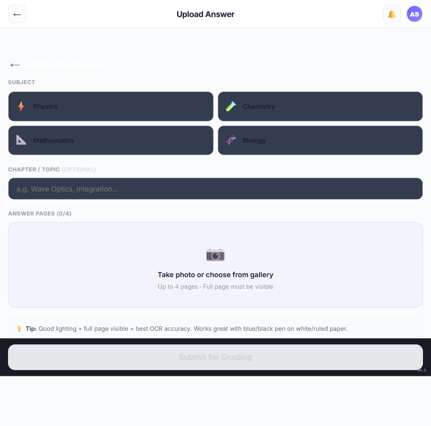Upload coaching mock score sheet for smart scan